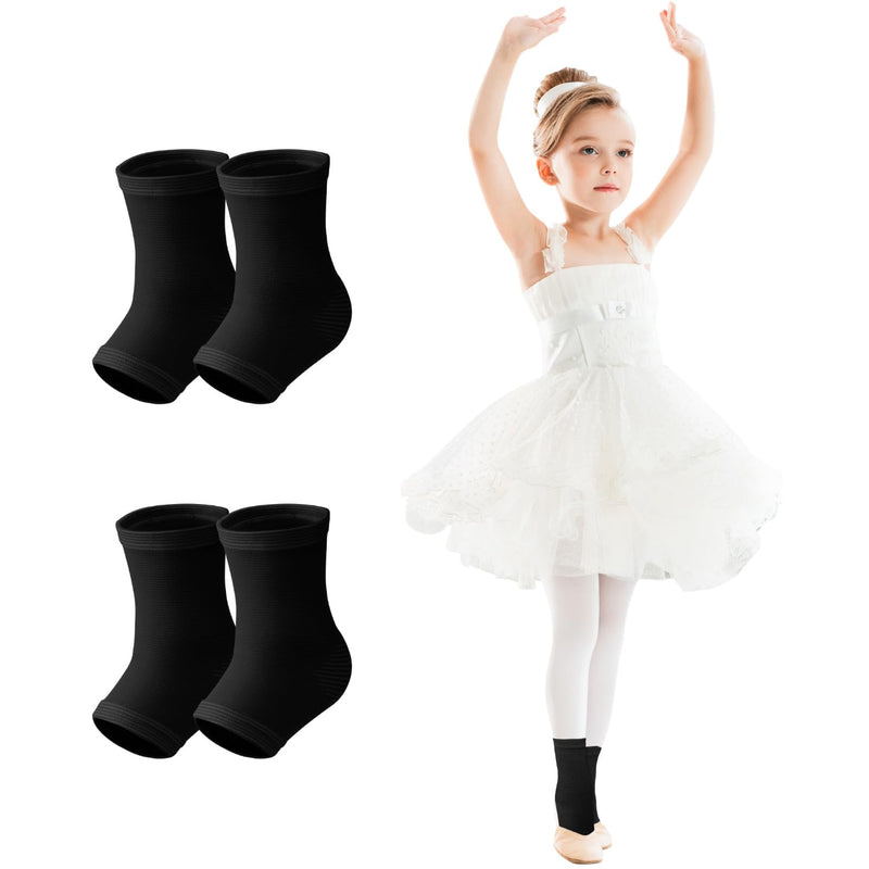2 Pairs Kids Compression Ankle Braces, Lightweight Non Slip Support Sleeve for Boys, Girls, Dance, Pickleball(Black, M) Black/Ankle Medium - BeesActive Australia