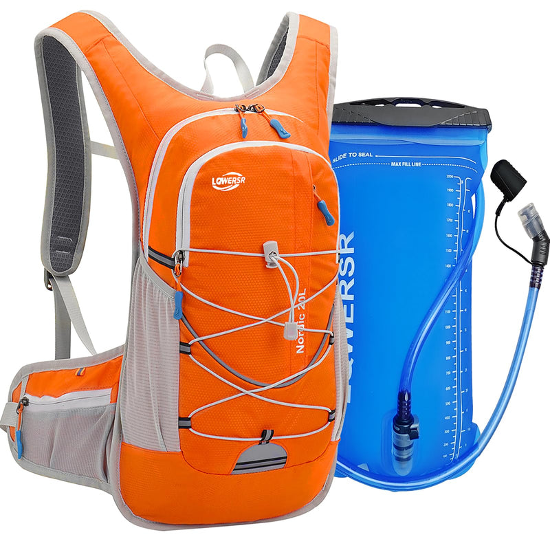 Hydration Backpack 20L Lightweight Breathable Water Backpack with 2L Water Bladder, Adjustable Chest Straps Running Hydration Vest for Cycling, Hiking, Climbing Orange