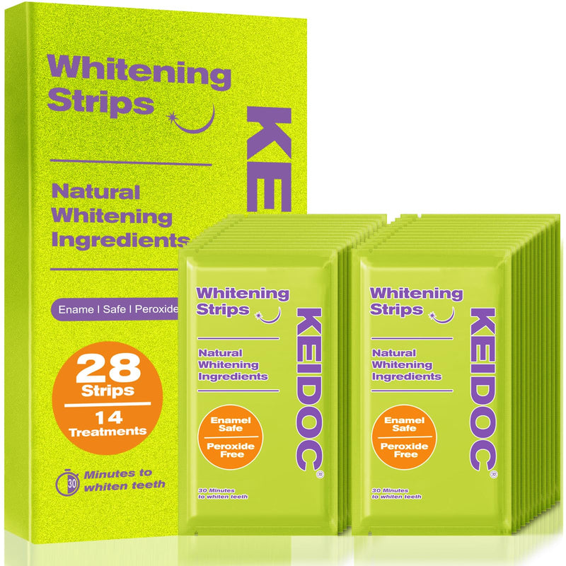 Teeth Whitening Strips - 14 Treatments Enamel-Safe Natural Coconut White Strips for Teeth Whitening, Non-Sensitive, Mint, 28 Strips Dry Strip - BeesActive Australia