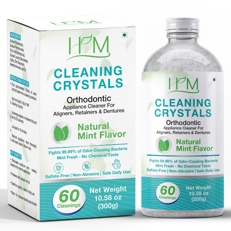 Cleaning Crystals Ultrasonic Aligners Mouthguard | Nightguard Braces Retainers Dentures | Natural Mint Flavor | Dual-action | For Odor Stains & Freshens | Daily Appliance Cleaner - 60 Cleanings - BeesActive Australia