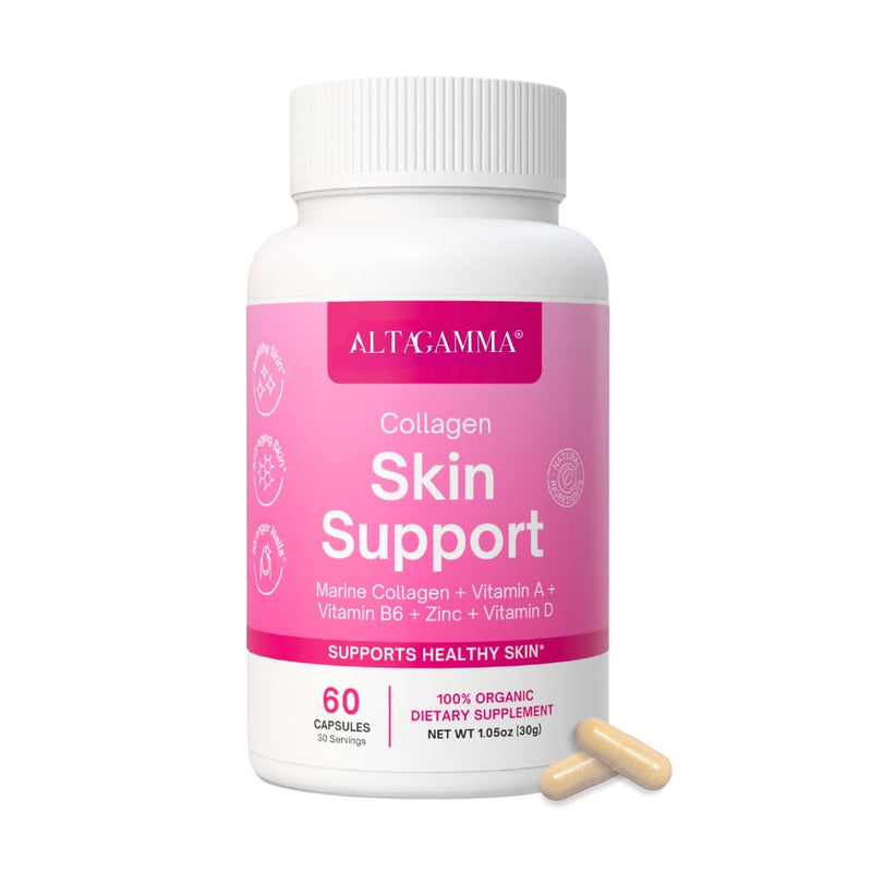Skin Support Supplement - Hair Growth Vitamins for Women & Men - Nail Strengthener and Growth - Healthy Hair Skin and Nails Vitamins with Collagen - Non-GMO, 60 Capsules | 30 Day Supply