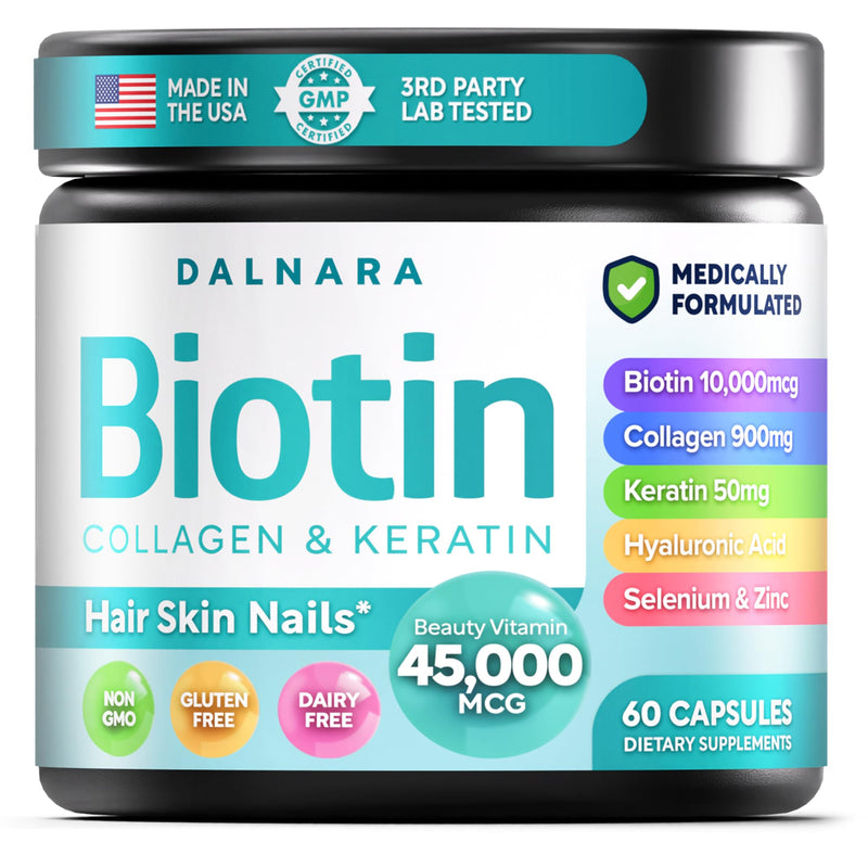 Biotin | Collagen| Keratin 60ct Hair Skin & Nails Vitamin For Women and Men 60