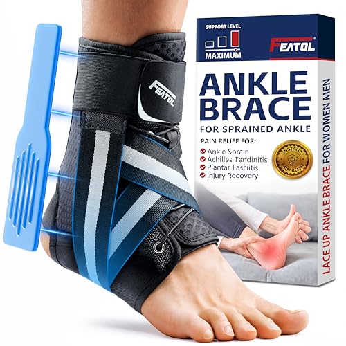 FEATOL Carpal Tunnel Wrist Brace With Thumb Support Right Hand Small/Medium+ Ankle Brace for Sprained Ankle Small