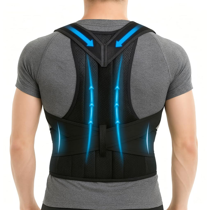 Back Brace Support Posture Corrector for Men ‚Äì Full Back Support for Upper, Mid & Lower Back Pain Relief, Ergonomic 3-in-1 System Improves Posture & Helps with Slouching, Rounded Shoulders (1, Large) 1