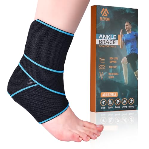 Elevon Ankle Support Brace with Adjustable Straps, Nylon Medical Brace for Achilles Tendonitis, Ankle Support, Plantar Fasciitis & Sprain Relief 1 Pack