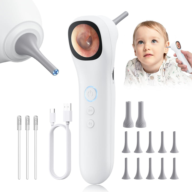 Otoscope Ear Camera with 1.21” Screen, 1080P Ear Scope with 4 LED Lights, Otoscope Camera for Adults Kids, Support Photo & Video, Type-C Charging with Computers, Baby Essentials, Home Medical Simplified – White - BeesActive Australia