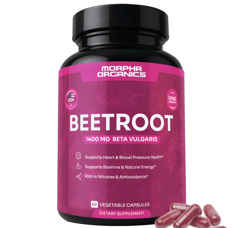 Organic Beet Root Capsules - 1400mg Beetroot Powder for Natural Energy & Endurance Support, Non-GMO, Made in The USA, Beet Supplement - 60 Capsules, 30-Day Supply - BeesActive Australia