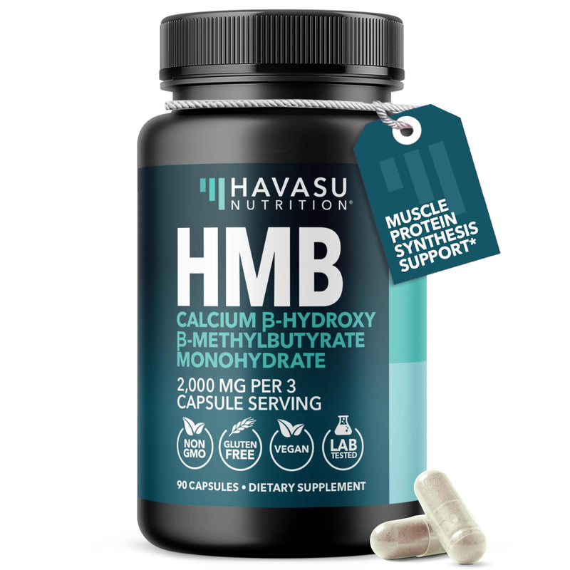 HMB Capsules 2000mg Per Serving, HMB Supplements for Men and Women | 90 Count, Calcium B-Hydroxy B-Methylbutyrate Monohydrate, Supports Muscle Protein Synthesis, Vegan, Gluten Free, 30 Servings 90 Count (Pack of 1)
