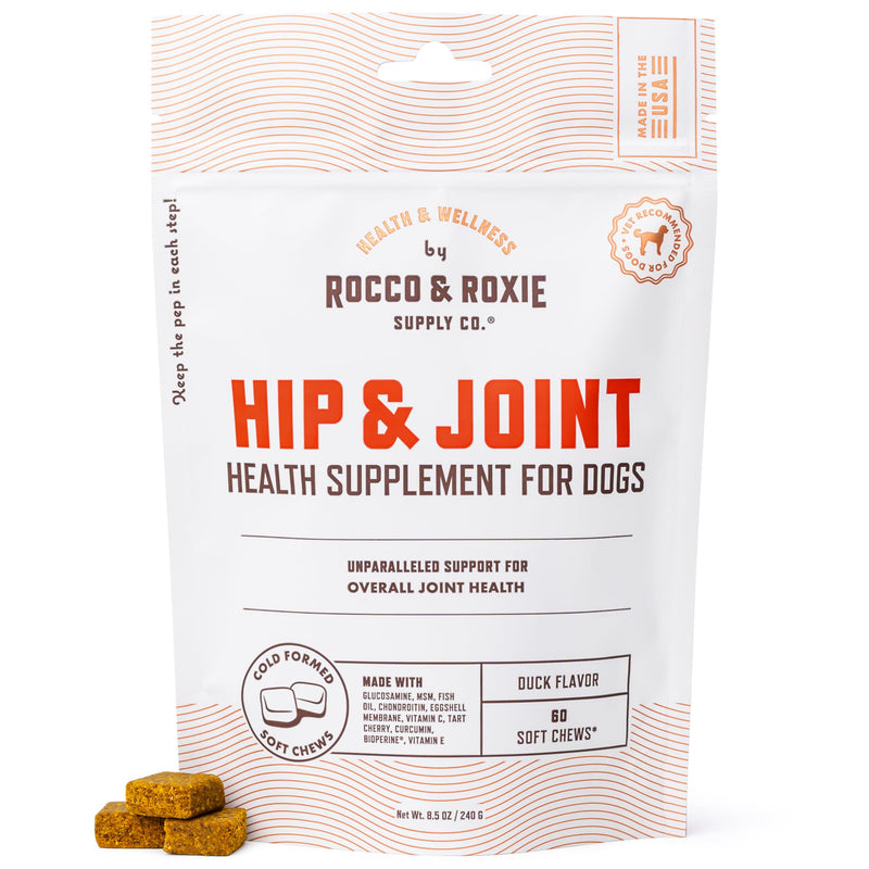 Rocco & Roxie Joint Supplement for Dogs, Glucosamine Hip and Joint Chews, Dog Joint Supplement Large & Small Breed, Senior Dog Vitamins to Support Mobility, Chondroitin, MSM, Health Supplies 60 ct 60 Count