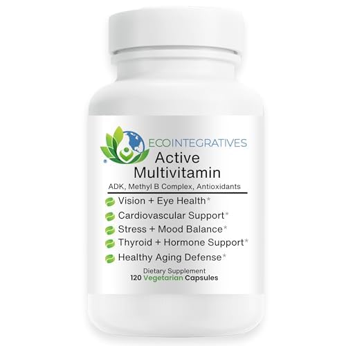 Active Multivitamin ADK Methyl B Complex - 120 Capsules | Quatrefolic Folate, P5P, Methyl B12, Vitamin D3 K1 K2, Energy & Cellular Health, Vision & Eye Health, Non-GMO, Gluten-Free 120 Count (Pack of 1)