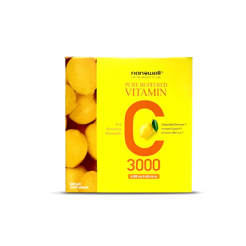 NANOWELL Buffered Vitamin C 3000mg Powder Sticks – Business Pack | 60 Sticks | Flavorless, Non-GMO, Easy Mix for Daily Wellness