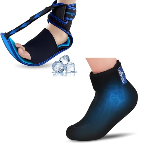 NEWGO Bundle of Plantar Fasciitis Night Splint and Gel Ice Sock