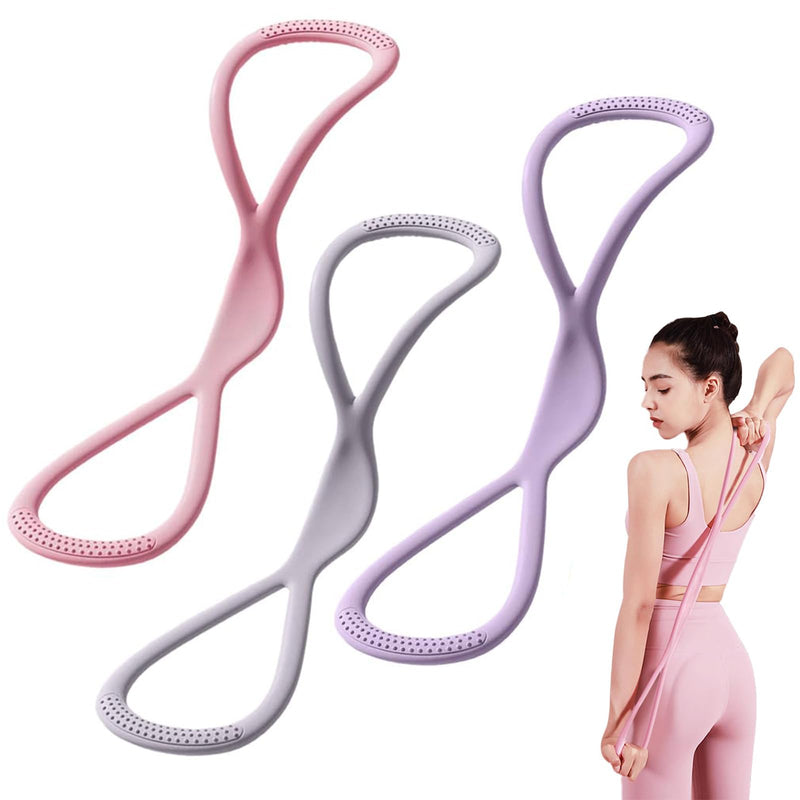 Figure 8 Resistance Band for Women, 8 Shaped Resistance Band with Handle for Arms Working Out, Exercise Bands for Shoulder, Back, Legs, Yoga Pulling Rope, Elastic Stretch Bands 15+25+35LB - BeesActive Australia