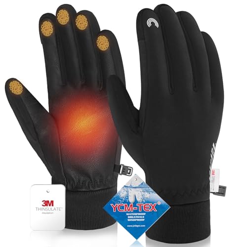 RIGWARL Winter Gloves for Men Women, Waterproof, Touchscreen, Cold Weather Black Waterproof Medium