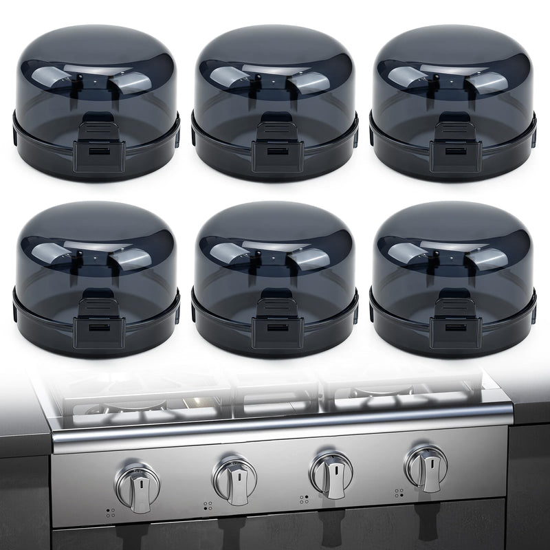 6-Pack Stove Knob Safety Covers - Gas Oven Knob Locks for Diameter Under 2.7 inch, Heat Resistant & Adhesive Base (Black) Black - BeesActive Australia