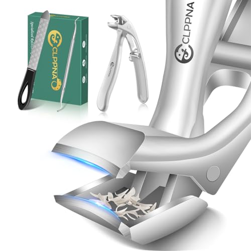 Toenail Clippers for Seniors, 2026 Upgrade Angled Head Nail Clippers for Men with Catcher, CLPPNA Ergonomic Toenails Clipper for Thick Toenails Long Handle, Sharp Wide Jaw Fingernail Clippers Adult 3PCS(2025 Angled Sliver ）
