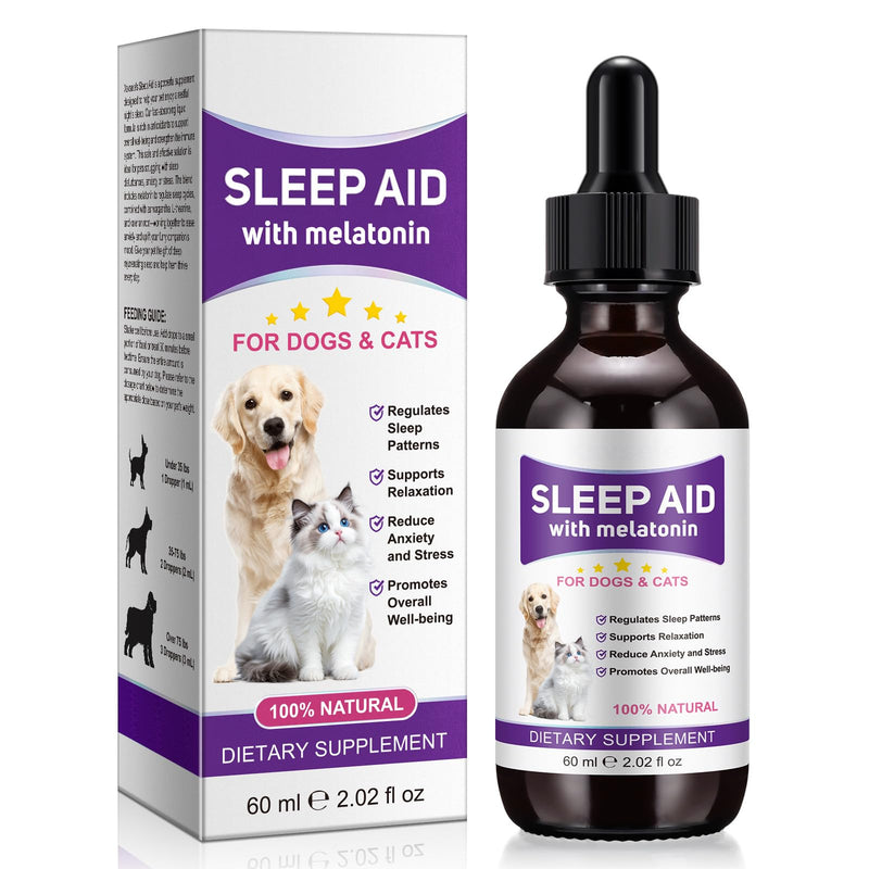Melatonin for Pets, Dog Melatonin, Melatonin for Dogs Calming, Melatonins for Cats, Promotes Relaxation, Deep Sleep & Calm Behaviour, Reduce Anxiety and Stress, Chicken Flavor - 2Oz 1PK