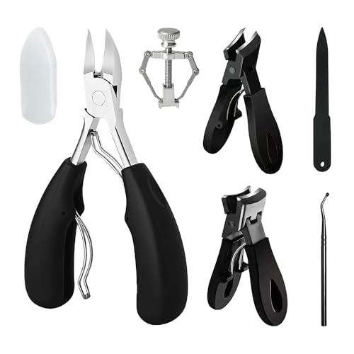 6Pcs Ingrown Toenail Removal Kit, Pedicure Tools for Feet with Fingernail & Toenail Clippers, Professional Nail Cutter Set for Thick Nails, Manicure & Nail Care Tools for Men & Women Black6