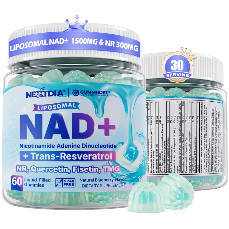 1500mg NAD+Resveratrol +Nicotinamide Riboside +Fisetin Gummies w/CoQ10, TMG | Liposomal Nad Supplement for Women,Men w/Magnesium Glycinate,Quercetin,B6&B12 for Aging Defense,Cellular Energy,Vitality-1Pcs