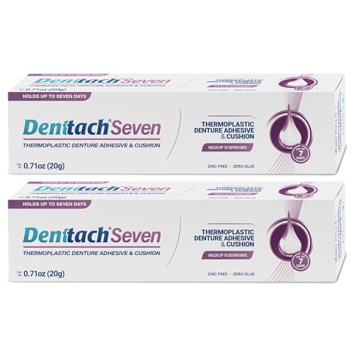 Denttach Seven Denture Adhesive, Thermoplastic Denture Cushion and Reliner, Upper and Lower Denture Comfort for Up to 7 Days, Zero Glue, Zinc Free (2) 2