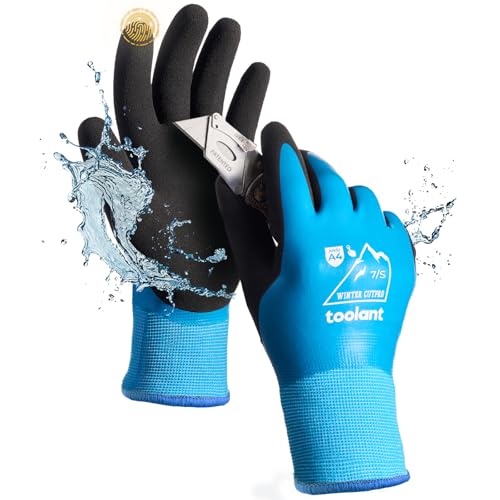 toolant Waterproof Winter Work Gloves, ANSI A4 Cut Resistant 1 Pair Large Blue