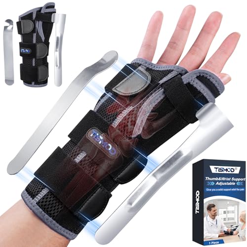 Wrist Thumb Brace Spica Splint Right Left Hand Adjustable One Size Grey-Left Hand