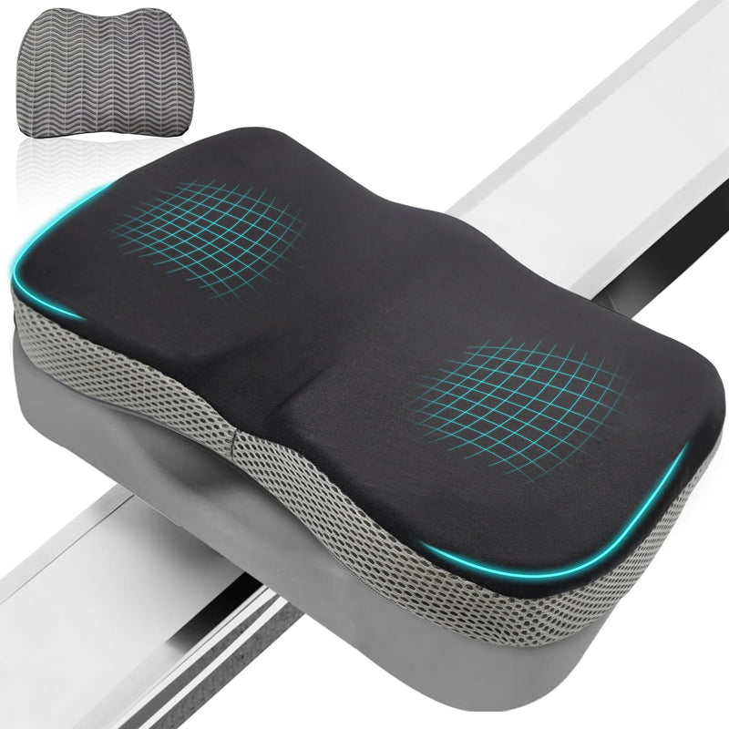 Rowing Machine Seat Cushion for Concept 2 Rower – Memory Foam Pad with Non-Slip Base & Washable Cover – Fits Concept 2 Model D/E, WaterRower, Recumbent Bike & Indoor Rowers