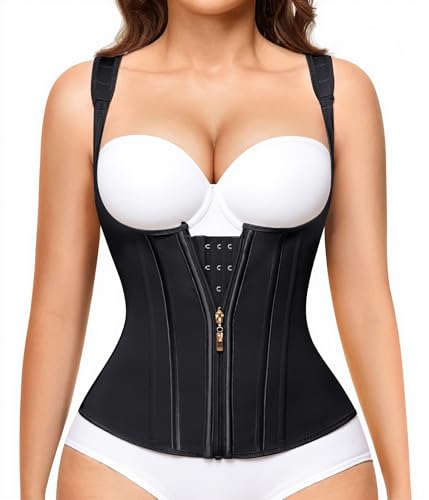 Nebility Waist Trainer for Women Corset Shapewear Tummy Control Faja Body Shaper Waist Cincher with Adjustable Strap X-Large Black