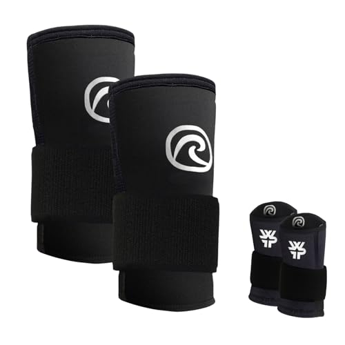 Rehband RX Wrist Support x World Fitness Project, 3-in-1 Neoprene Sleeve + Wrap for Strength Training, Protects During Kettlebell Training, stabilizes Wrist Black Large