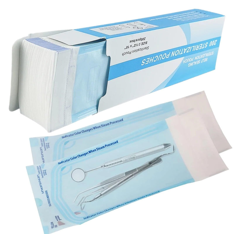 Yuelong 200PCS Self Sealing Sterilization Pouch Bags Autoclave Sterilizer Bags Pouch for Nail Tools Grade Paper Disposable Dental Tattoo Accessories Tool Storage Bag (5.25" x 10") 5.25" x 10" - BeesActive Australia