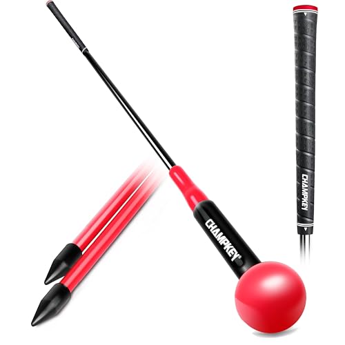 CHAMPKEY Professional Golf Swing Trainer with Customizable Size Grip - Come with 2 Golf Alignment Sticks - Choose Grip Size and Swing Training Aid Length Oversize （Grip Size） 40 Inches