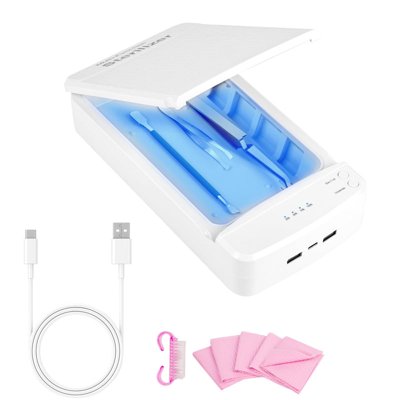 Nail Tool Sterilizer with Blue Light, Portable USB Sterilizating Box, Multi-Functional Nail Cleaner Box for Manicure Salon,Tweezers,Tattoo,Scissors,Jewelry,Phone, Watch,Keys - BeesActive Australia