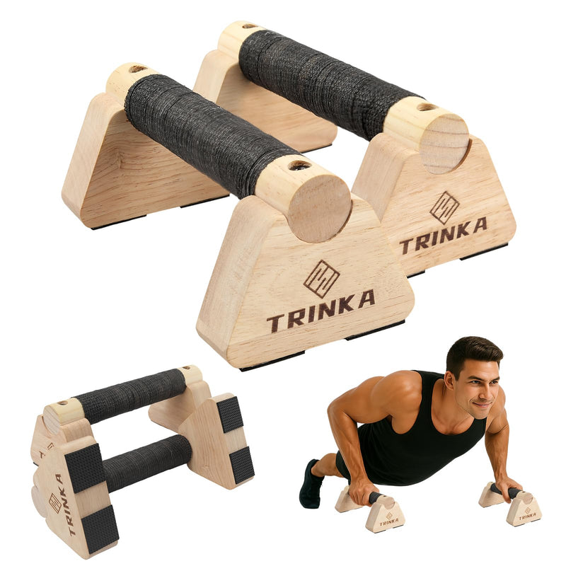 Wooden Parallettes Push Up Bars, 2 PCS Wood Calisthenics Bars with Non-Slip Base, Pushup Handles for Floor Home Fitness, Workout Equipment for Men and Women Strength Training 20cm