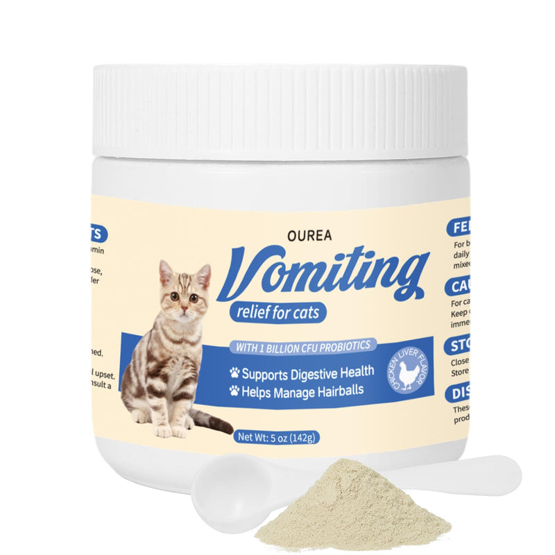 Cat Vomit Remedy, Vomiting Supplement for Cat, Furball Treatment for Cats, Probiotic for Cats Helps Soothes Sensitive Stomachs and Supports Digestive Comfort,142g (5 oz)