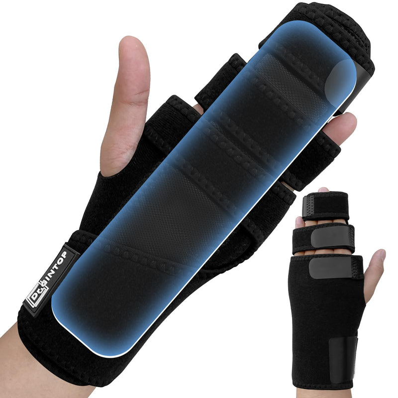 Trigger Finger Splint with Detachable Metal Splint Support for Middle/Index/Ring/Pinky Finger, Finger Brace with Hand Splint relief for Metacarpal Fractures, Arthritis, Contractures - Left Black-Left
