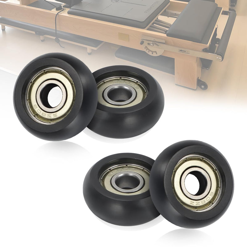 Replacement Roller Wheels For Aero Pilates Reformer Set of 4, Easy to Install, Smooth & Quiet Glide,Black Black