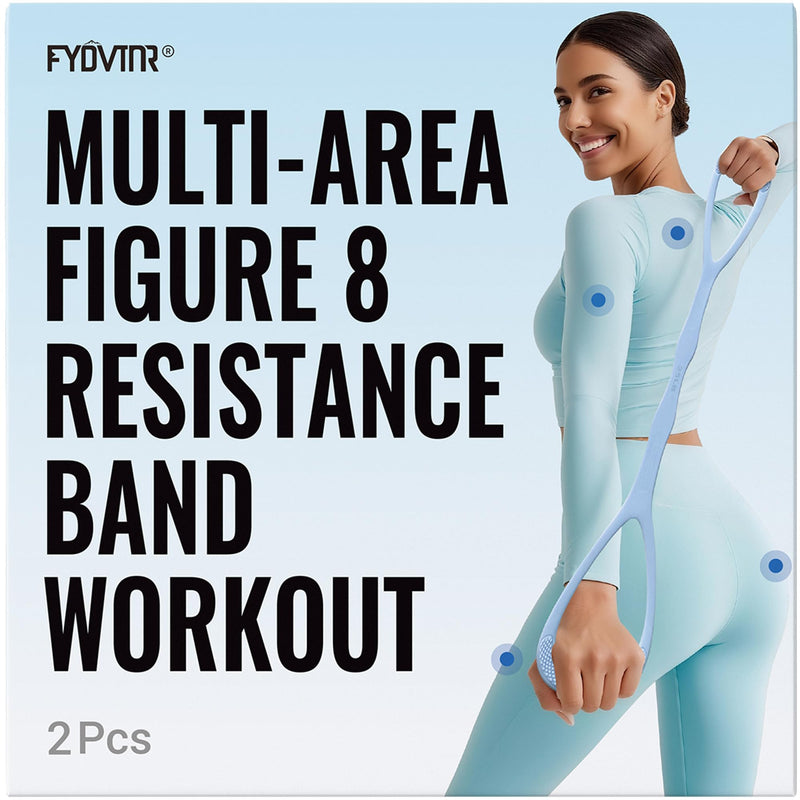 Upgraded Figure 8 Resistance Bands 2 Pack, High-Density Silicone Material - High Elasticity, No Odor, No Powder, 15LB 25LB 35LB for Arm Back Shoulder, Yoga, Home Workout, Pilates, Physical Therapy Purple (15LB) + Blue (25LB)