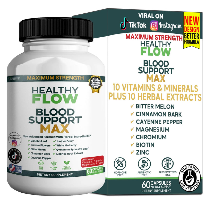 Healthy Flow Blood Support Max, 60 Capsules, Herbal Supplement with Vitamins & Minerals (1) 1