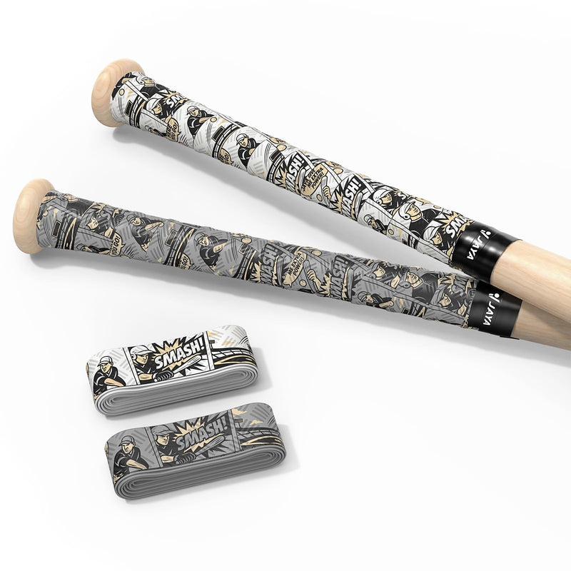 JAYA Bat Grip Tape, 2-Pack Mixed Colors, 1.1mm PU Bat Wrap with Full Adhesive Backing, Non-Slip Sweat-Wicking & Breathable Handle Grip for Baseball/Softball/Cricket Bats, 1100 x 27mm Comic - BeesActive Australia