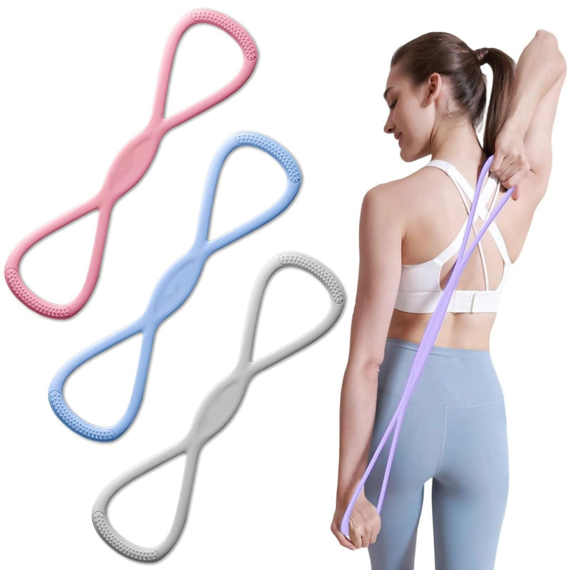 Figure 8 Exercise Bands for Women Men, Portable 8 Shaped Resistance Bands for Arms Back Stretch Training