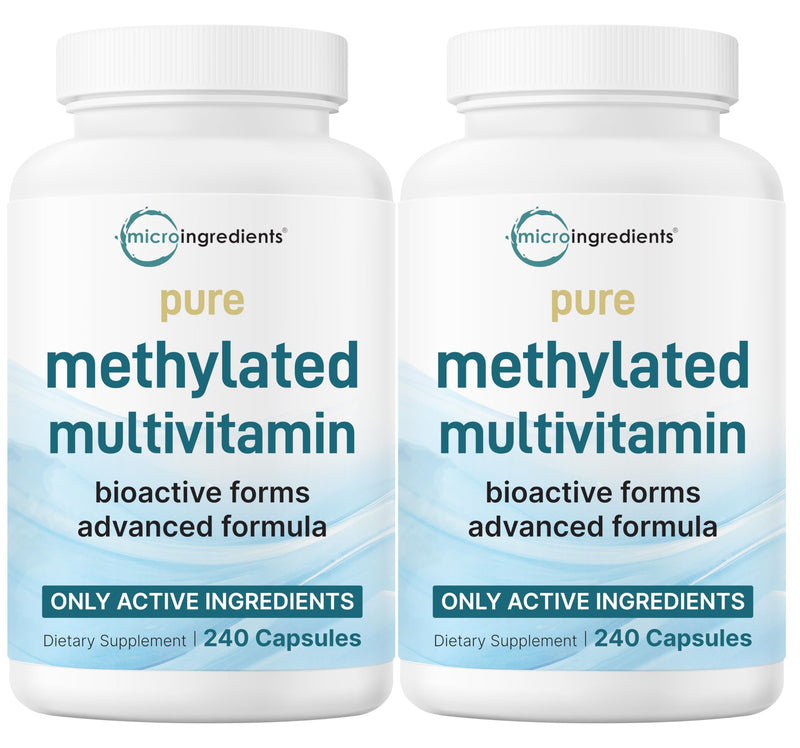 Micro Ingredients 2 Pack Pure Methylated Multivitamin, 480 Capsules | 19-in-1 Formula with Vitamins C, D, B12, Folate, Magnesium, Zinc, & More | Supports Daily Wellness & Immune Health | Filler Free 240 Count (Pack of 2)
