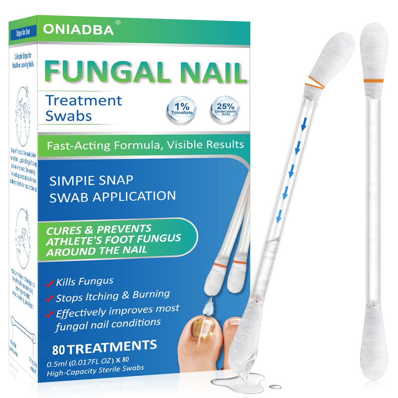 Fungal Nail Treatment Swabs–80 Ct, Extra Strength Toenail & Athlete’s Foot Fungus Treatment with 25% Undecylenic Acid, Damaged, Discolored & Thick Nails, Restores Healthy Nail Growth