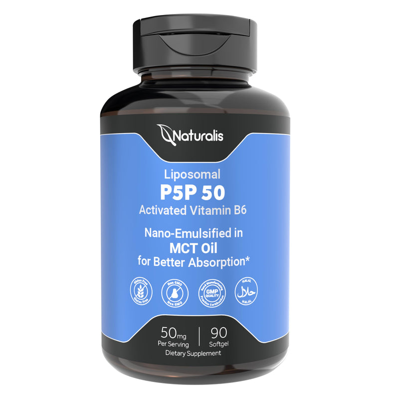 Naturalis Liposomal P-5-P 50mg 90 Softgels | Better Absorbed Vitamin B6 | Bioactive Vitamin B6 Designed to Support Healthy Metabolism and Everyday Energy Production.* 90 Count (Pack of 1)