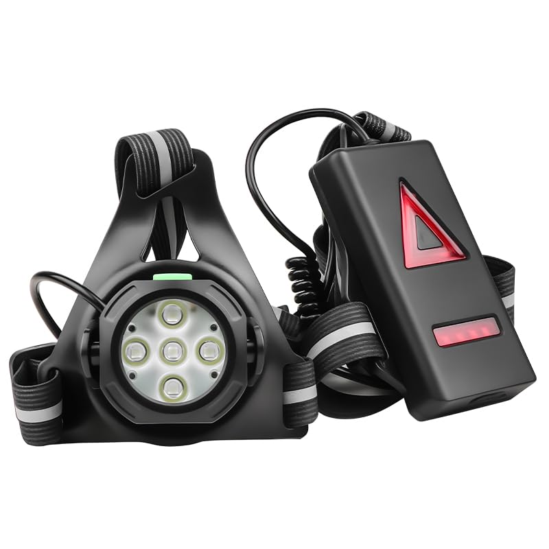 LED Reflective Vest Running Gear, Black Plastic Safety Vest with Headlight 5 Light 5 LED Light