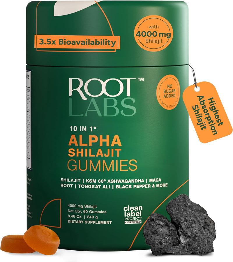 10-in-1 True Alpha Shilajit Gummies, 4000mg Himalayan Alpha Gummies for Men, Energy Boost, Immune Support, with Ashwagandha, Maca Root, Tongkat Ali, Fulvic Acid, 85+Trace Mineral, No Added Sugar, 60ct - BeesActive Australia