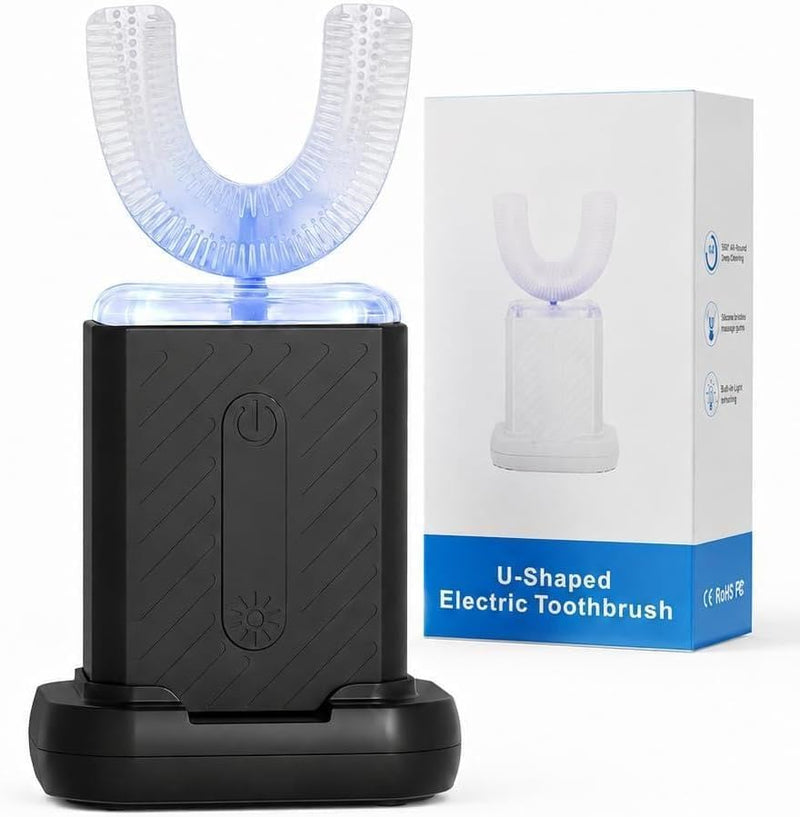 U-Shaped Electric Toothbrush for Adults, Electric Toothbrush with 360° Automatic Cleaning, Travel-Friendly Oral Care Kit with IPX7 Waterproof