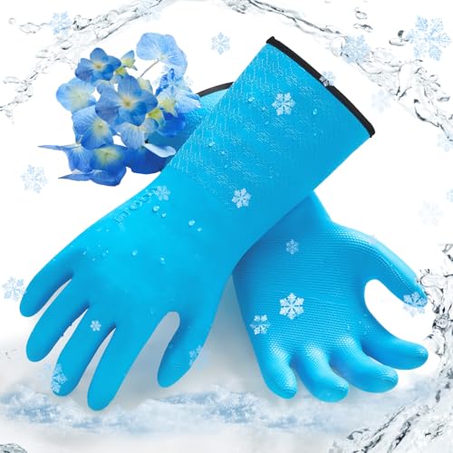 Vgo... Industrial Freezer Gloves,-30℃ (EN511) to 100℃ (EN407), 10 Sec Heat Protection, Meat Processing, Deep Freezer Large Blue