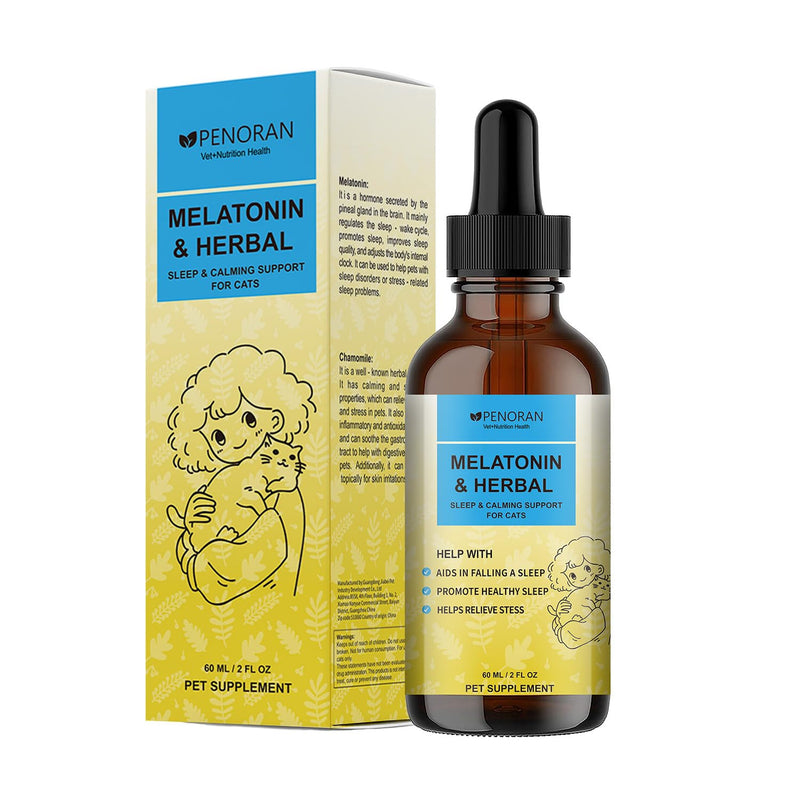 Cat Heat Relief Drops, Natural Herbal Melatonin for Cats: Estrus Relief, Heat Cycle Calming, Sleep Support | Non-Drowsy, No Drug Resistance | Ideal for Multi-Cat Homes, Travel, Boarding & Isolation