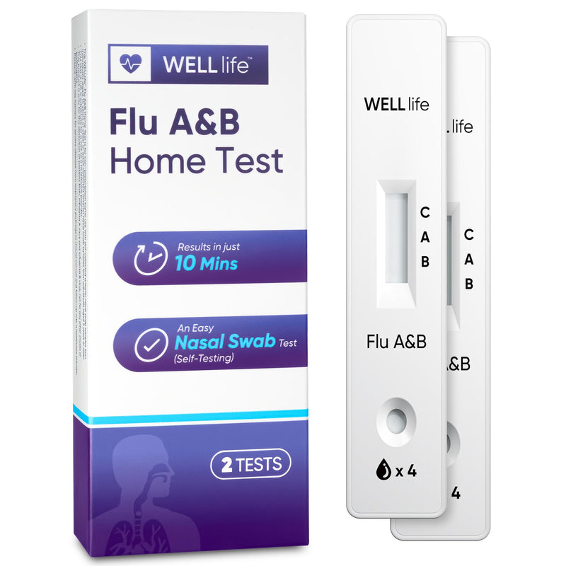 WELLlife Flu A&B Home Test, Flu Tests for Home 2 Tests Result in 10 Minutes FDA Authorized Non-invasive Influenza Test 2T - BeesActive Australia