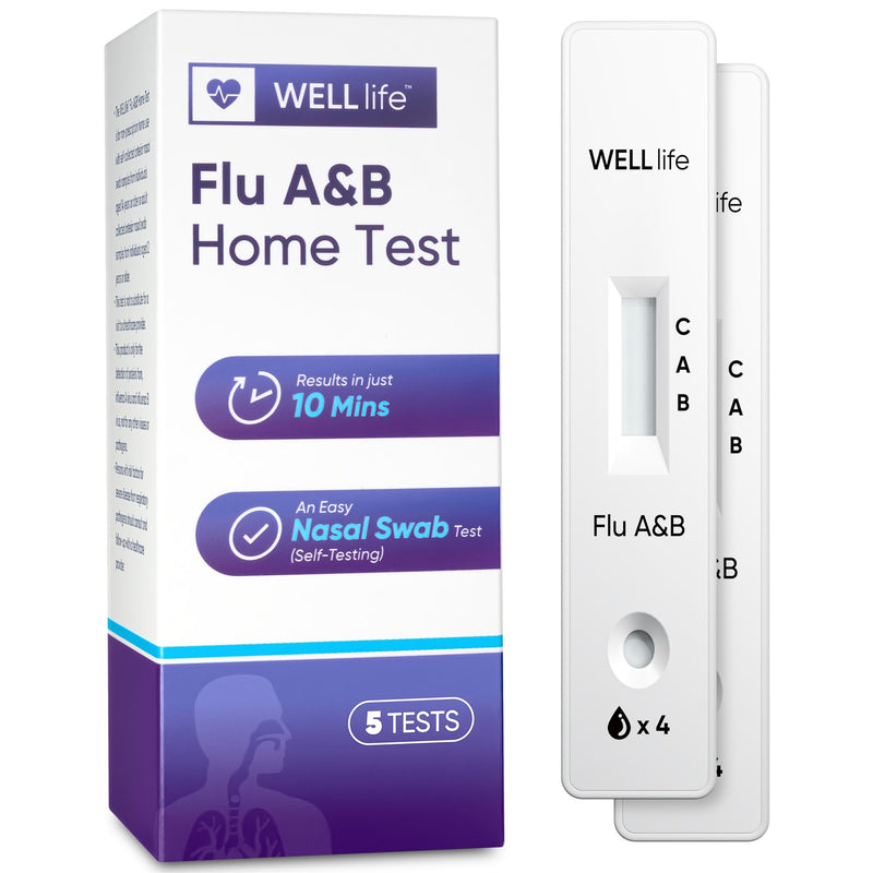 WELLlife Flu A&B Home Test, Flu Test Non-invasive 5 Tests The First FDA Authorized OTC Flu Test Kits at Home 5T